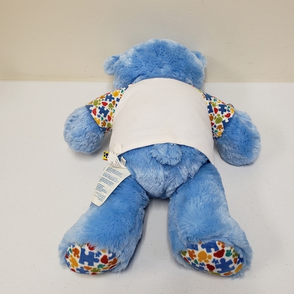 Build a Bear 17" Blue Autism Speaks Bear with Puzzle Shirt Stuffed Animal Plush - Picture 2 of 7